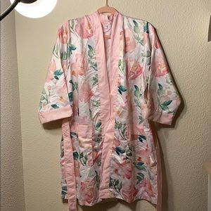 Pink floral bathrobe